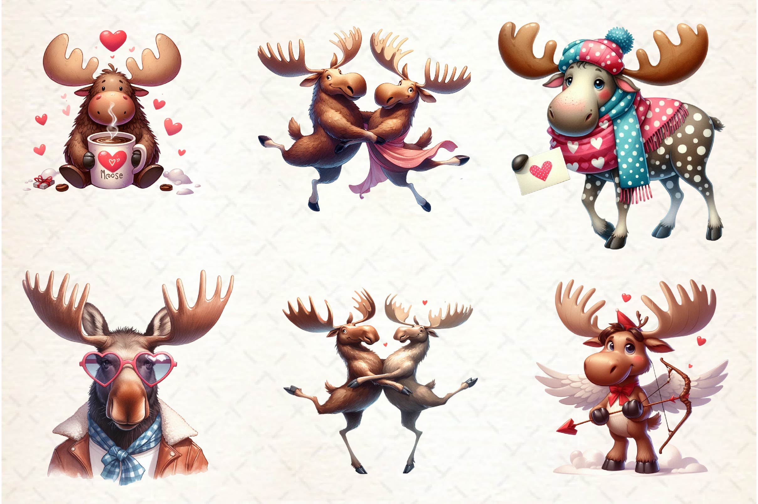 Valentine Moose Clipart Bundle - CraftNest - Digital Crafting and Art