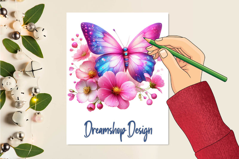 Coquette Pink Butterfly Clipart Bundle - CraftNest - Digital Crafting and Art