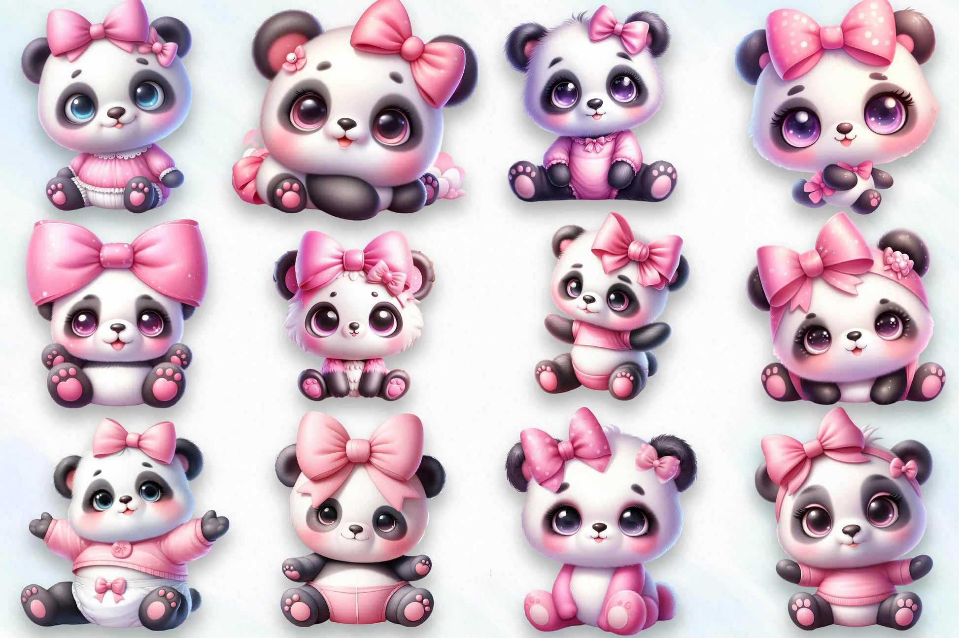 Pink Baby Panda Clipart Bundle - CraftNest - Digital Crafting and Art