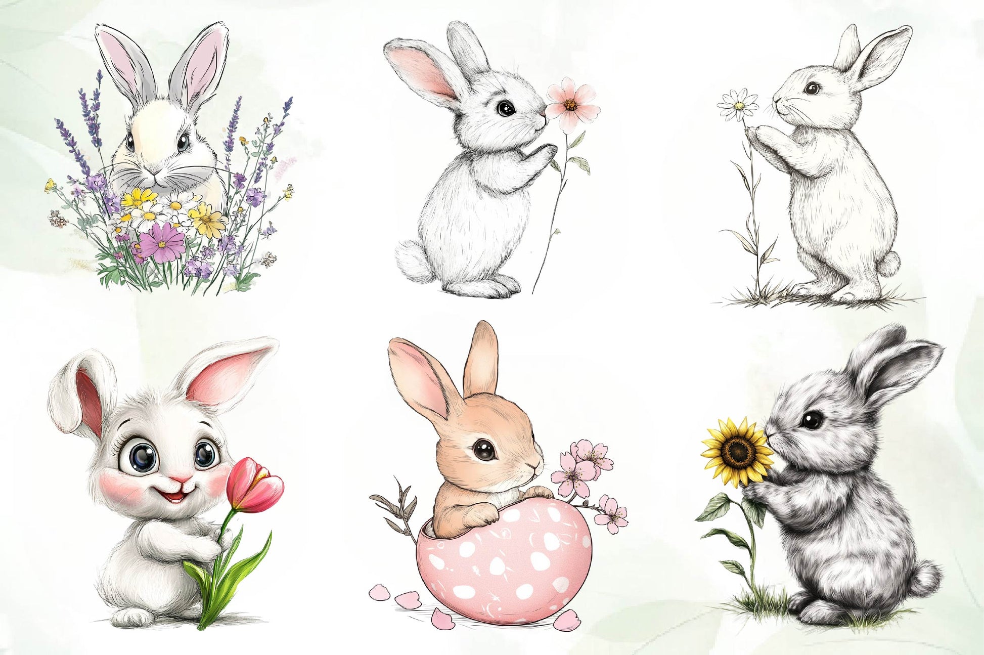 Cute Easter Bunny Clipart Bundle 2 - CraftNest - Digital Crafting and Art