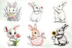 Cute Easter Bunny Clipart Bundle 2 - CraftNest - Digital Crafting and Art