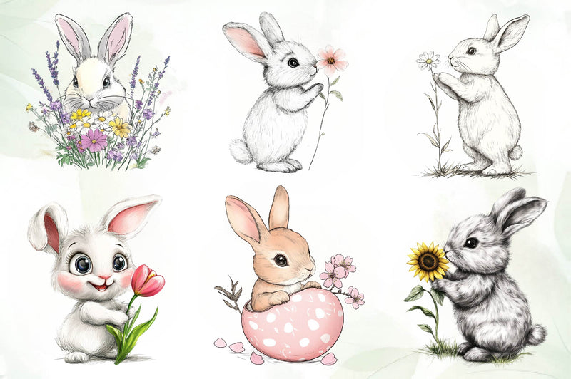 Cute Easter Bunny Clipart Bundle 2 - CraftNest - Digital Crafting and Art