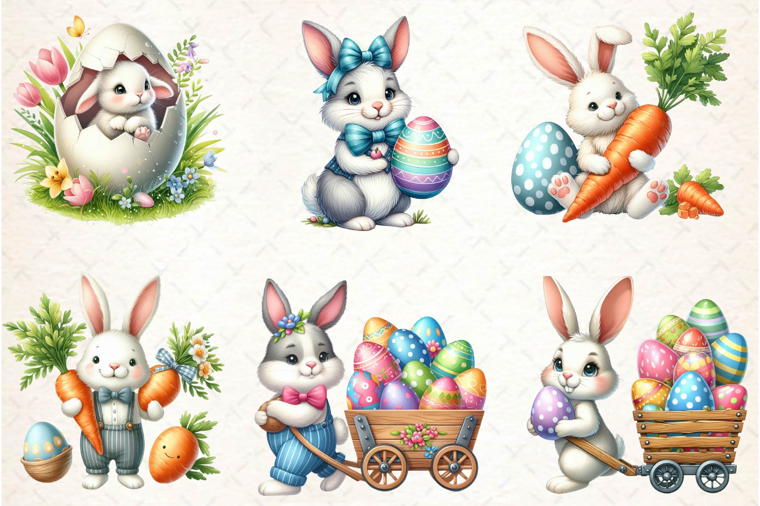 Easter Bunny With Egg Clipart Bundle - CraftNest - Digital Crafting and Art