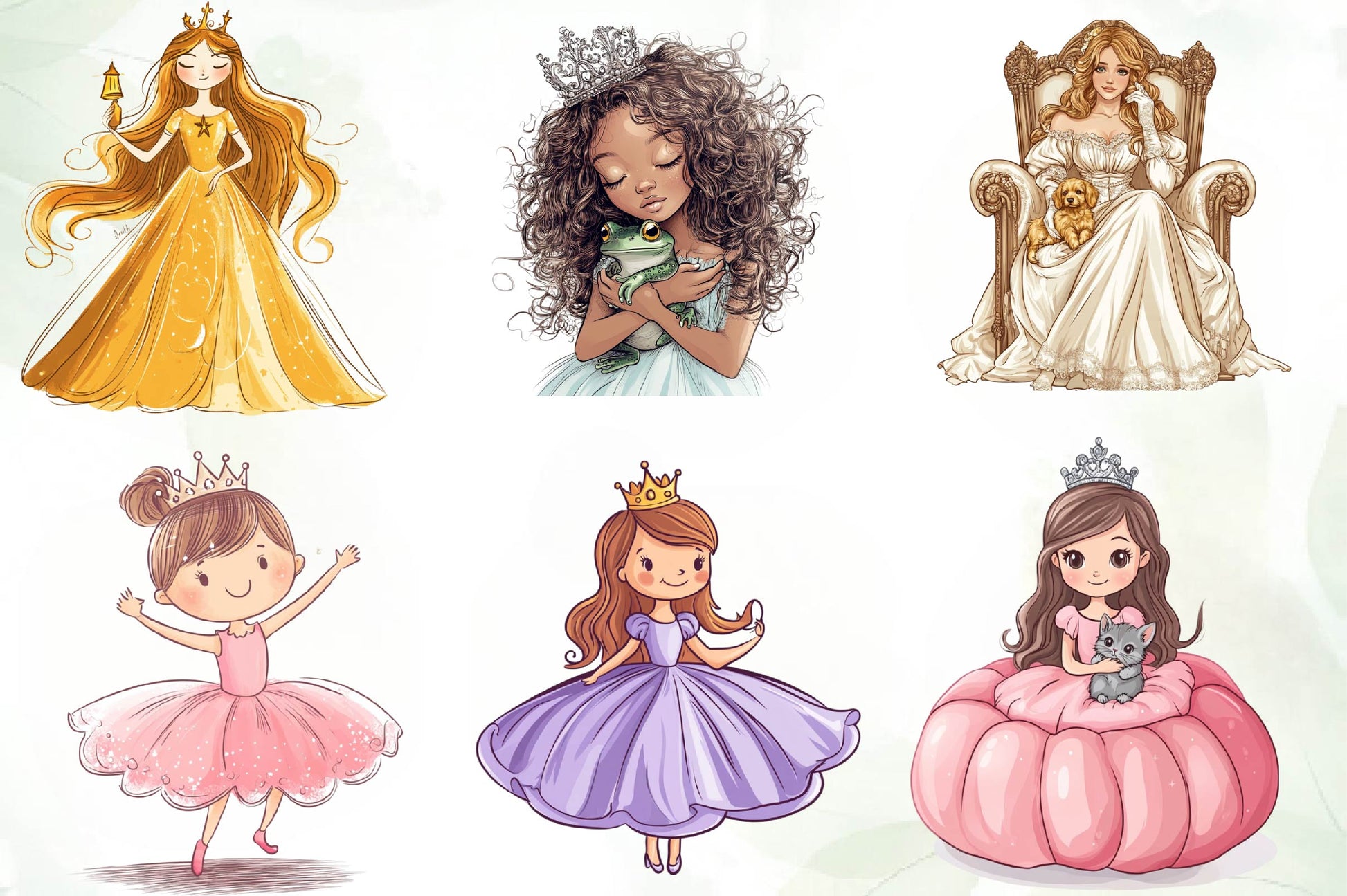 Cute Little Princess Illustration Clipart Bundle - CraftNest - Digital Crafting and Art