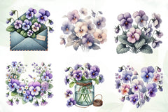 Spring Viola Flower Clipart Bundle - CraftNest - Digital Crafting and Art