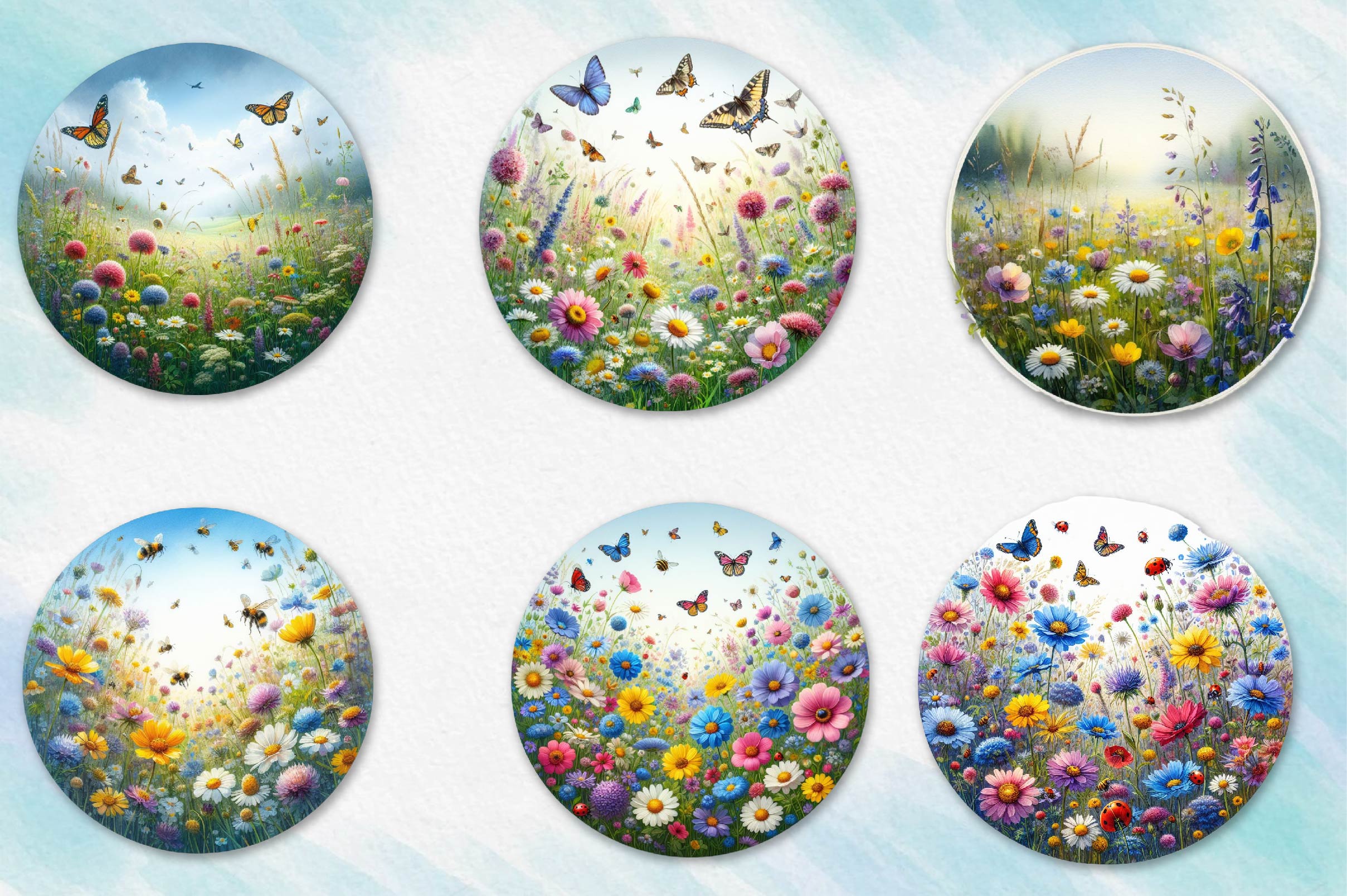 Wildflowers Round Design Clipart Bundle - CraftNest - Digital Crafting and Art
