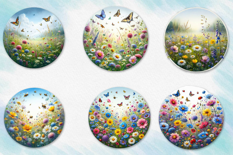 Wildflowers Round Design Clipart Bundle - CraftNest - Digital Crafting and Art