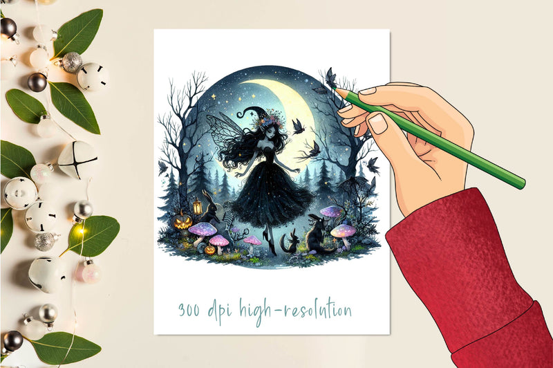 Halloween Forest Nymph Fairy Clipart Bundle - CraftNest - Digital Crafting and Art