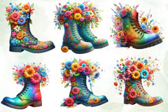 Boots With Spring Flowers Clipart Bundle - CraftNest - Digital Crafting and Art