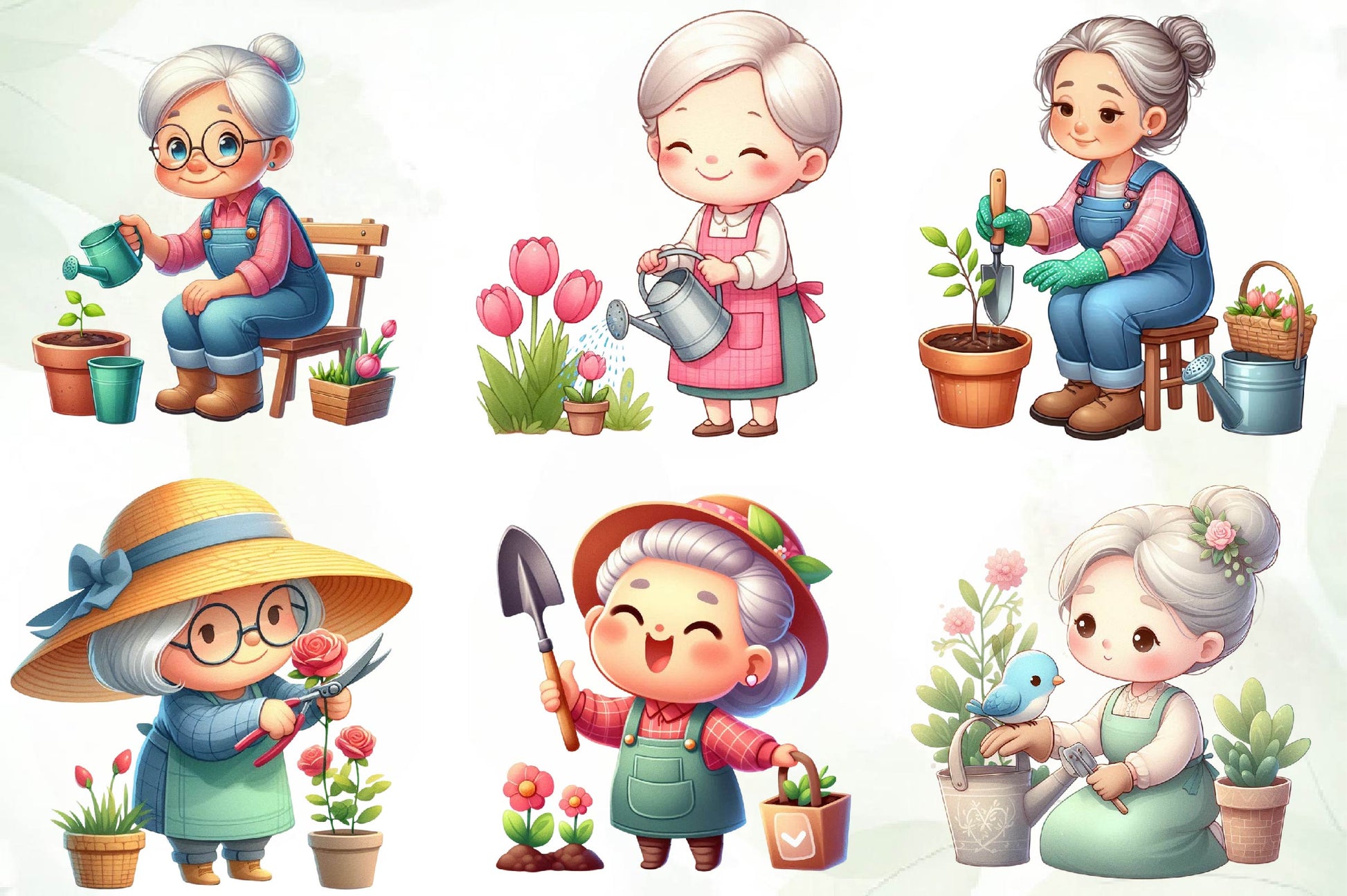Gardening Grandma Clipart Bundle - CraftNest - Digital Crafting and Art