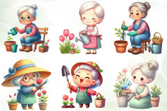 Gardening Grandma Clipart Bundle - CraftNest - Digital Crafting and Art