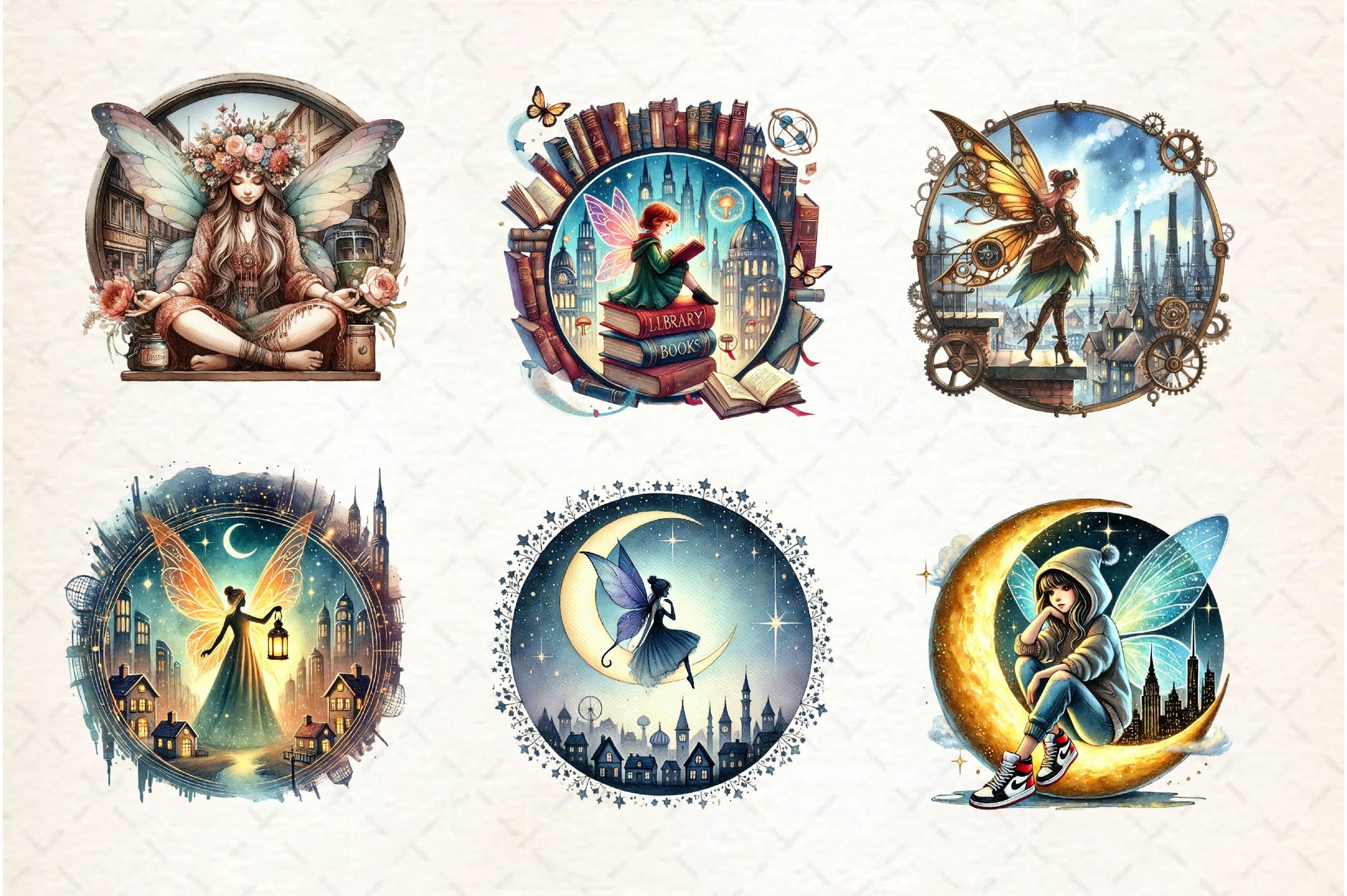 Urban Fairy Round Set Clipart Bundle - CraftNest - Digital Crafting and Art