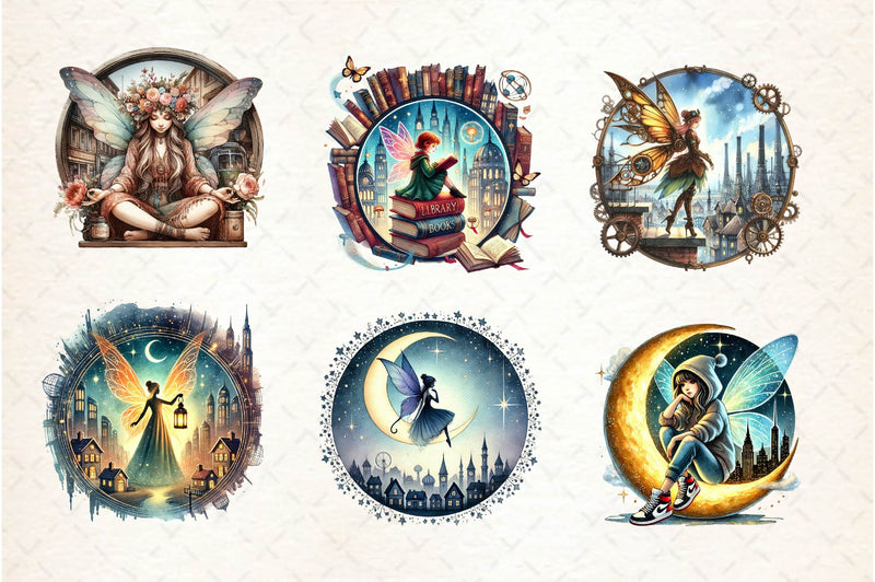 Urban Fairy Round Set Clipart Bundle - CraftNest - Digital Crafting and Art