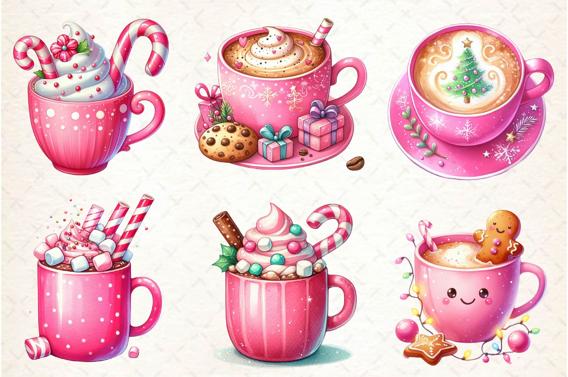 Pink Christmas Coffee Cup Clipart Bundle - CraftNest - Digital Crafting and Art