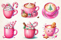 Pink Christmas Coffee Cup Clipart Bundle - CraftNest - Digital Crafting and Art