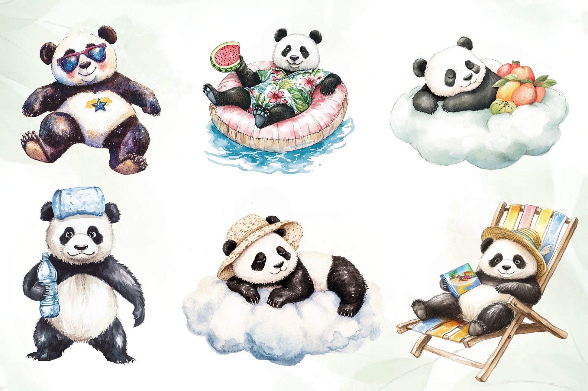Funny Sunbathing Panda Clipart Bundle - CraftNest - Digital Crafting and Art