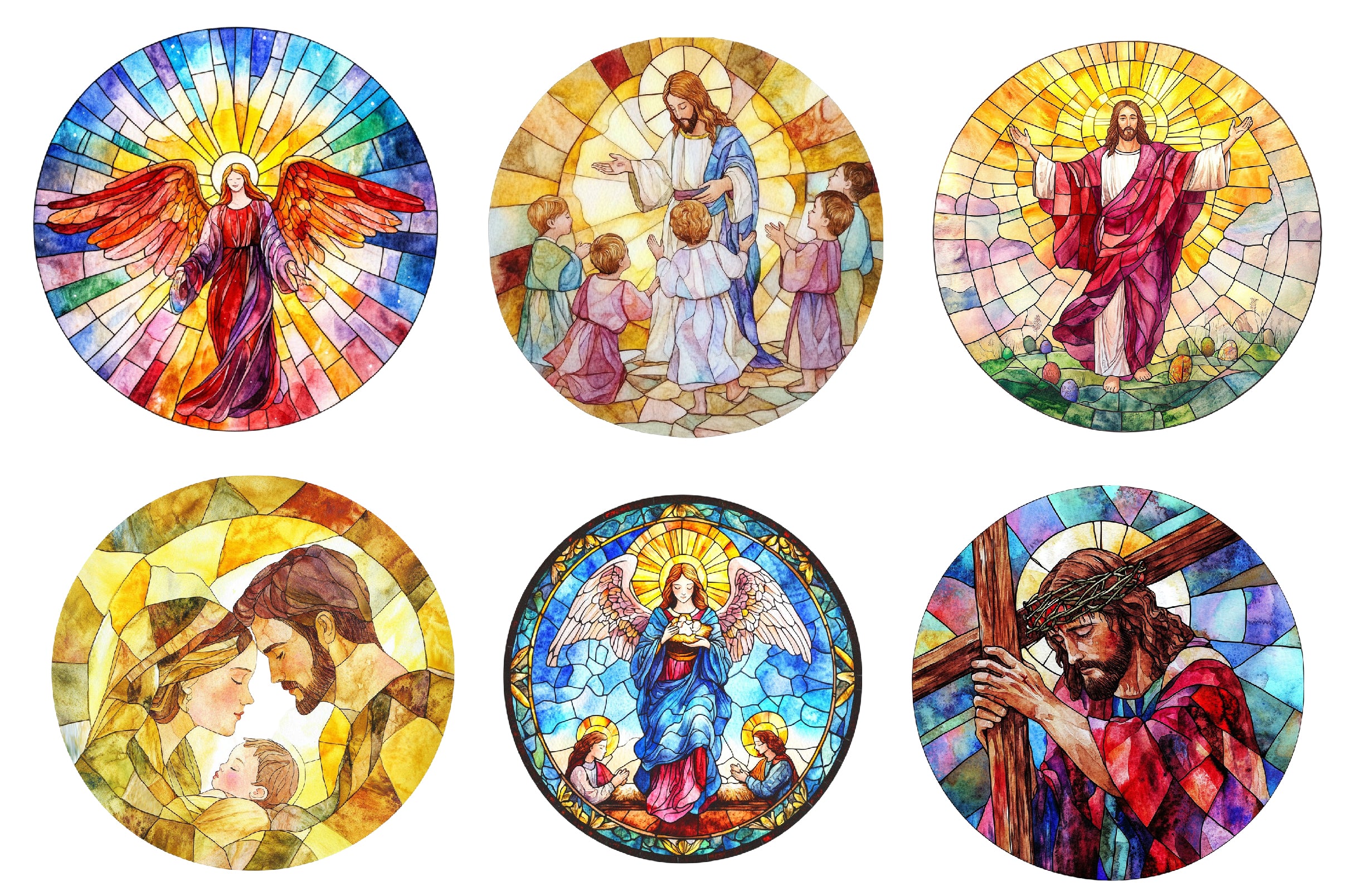Round Stained Glass Easter Nativity Clipart Bundle - CraftNest - Digital Crafting and Art
