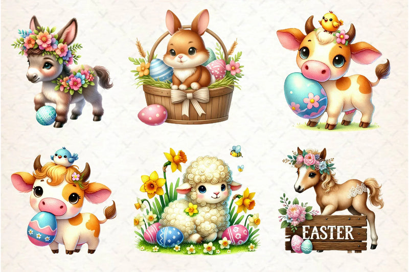 Easter Farm Animals Clipart Bundle 1 - CraftNest - Digital Crafting and Art