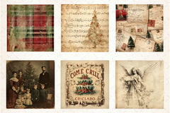 Vintage Torn Christmas Digital Paper - CraftNest - Digital Crafting and Art