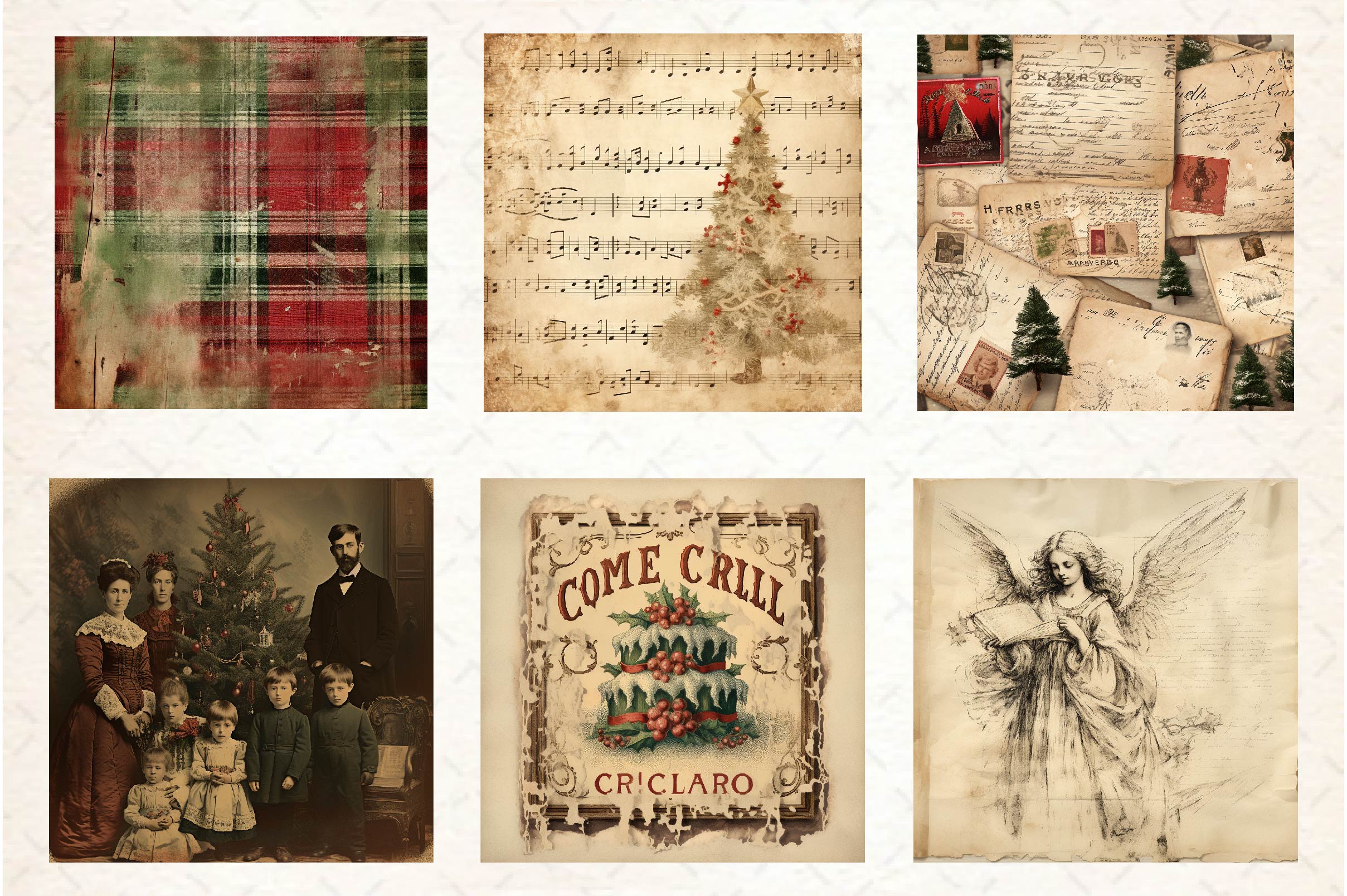 Vintage Torn Christmas Digital Paper - CraftNest - Digital Crafting and Art
