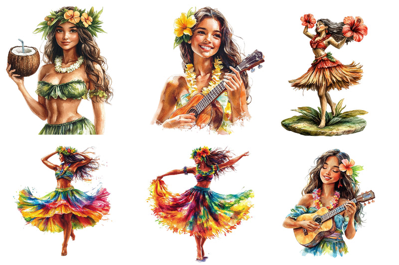 Hula Girl Clipart Bundle - CraftNest - Digital Crafting and Art