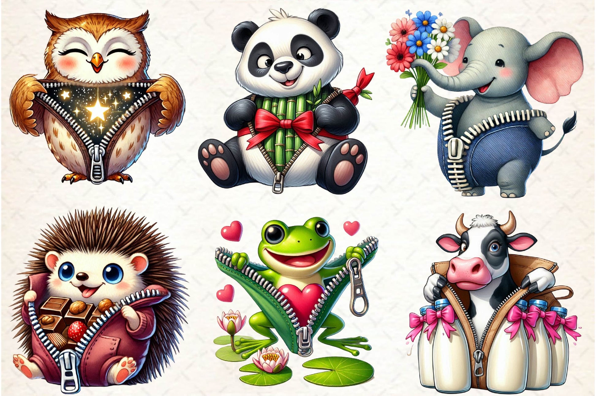 Valentines Zipper Animals Clipart Bundle - CraftNest - Digital Crafting and Art