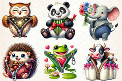 Valentines Zipper Animals Clipart Bundle - CraftNest - Digital Crafting and Art