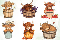 Cute Highland Cow In A Bucket Clipart Bundle - CraftNest - Digital Crafting and Art