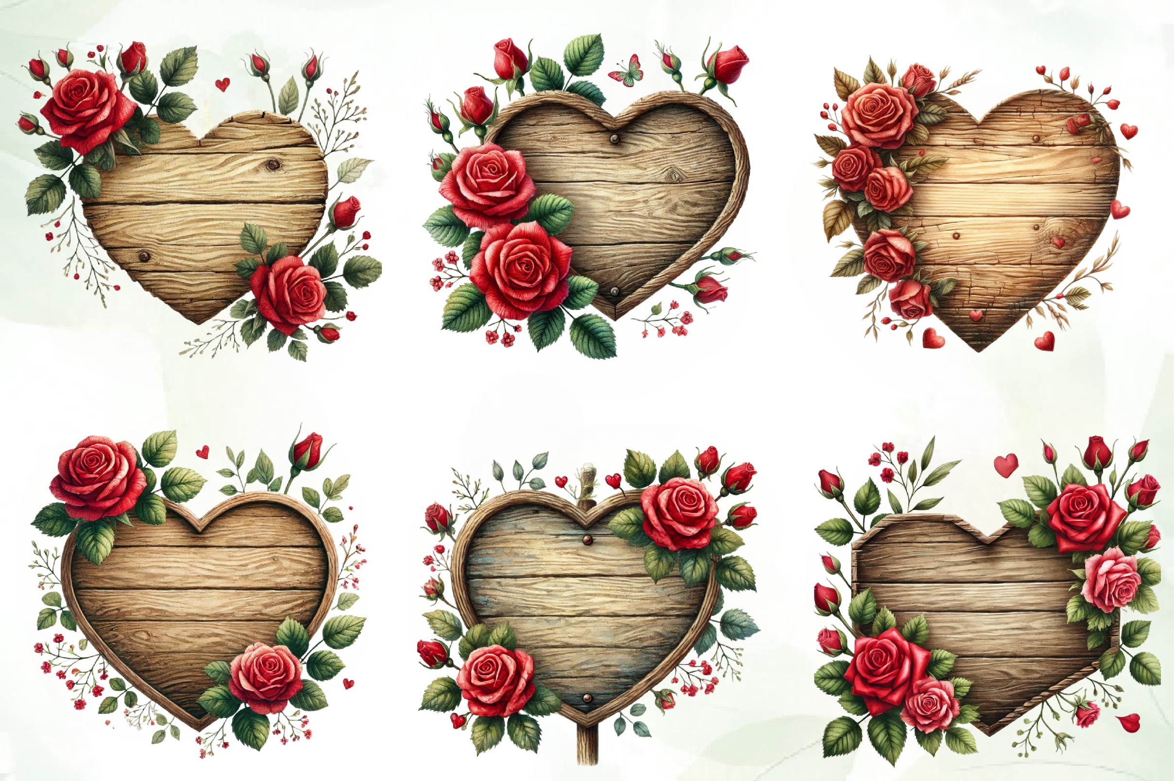 Valentines Empty Wooden Signs Clipart Bundle 1 - CraftNest - Digital Crafting and Art