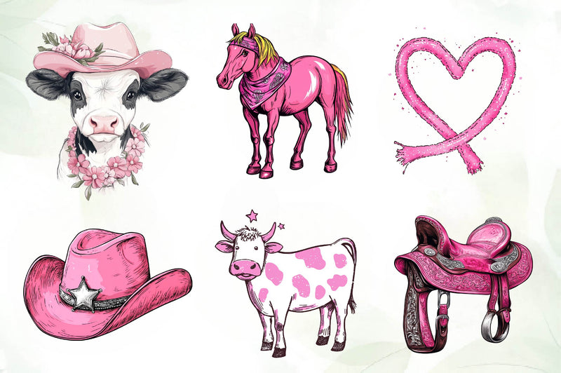 Pink Western Cowgirl Clipart Bundle 1 - CraftNest - Digital Crafting and Art
