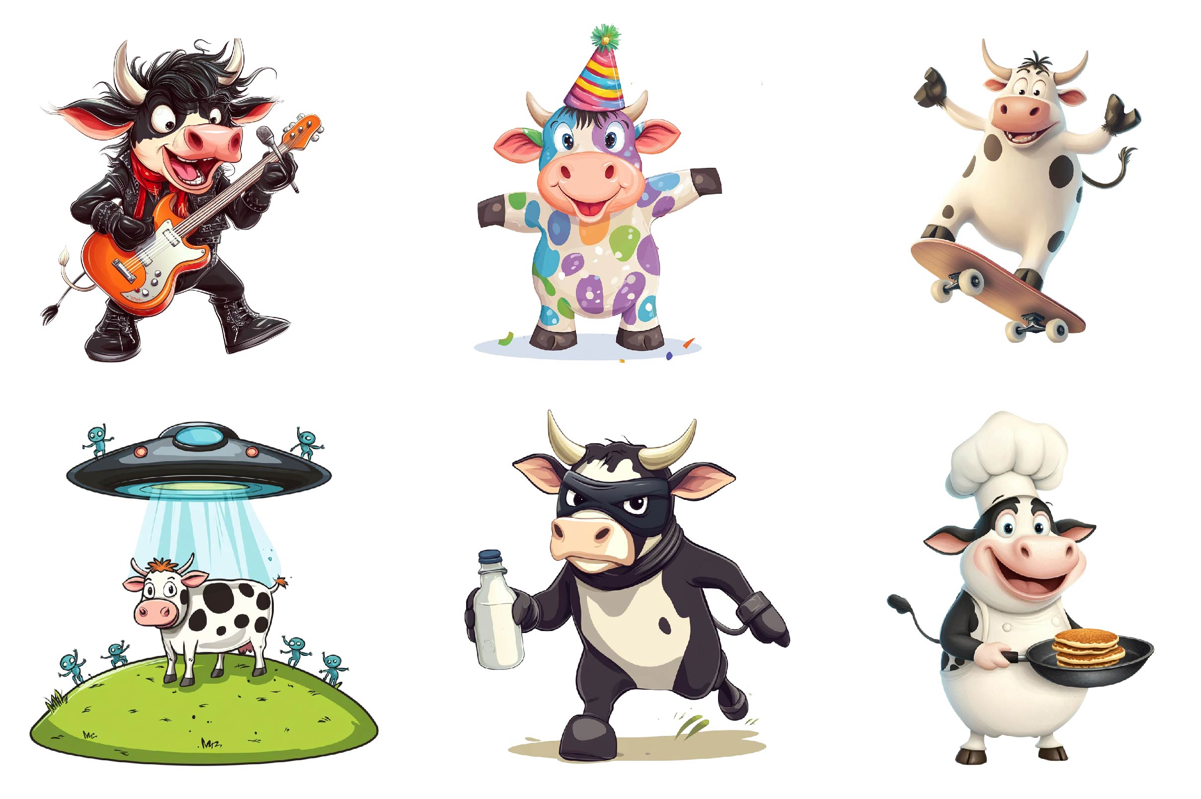 Quirky Funny Cow Clipart Bundle - CraftNest - Digital Crafting and Art