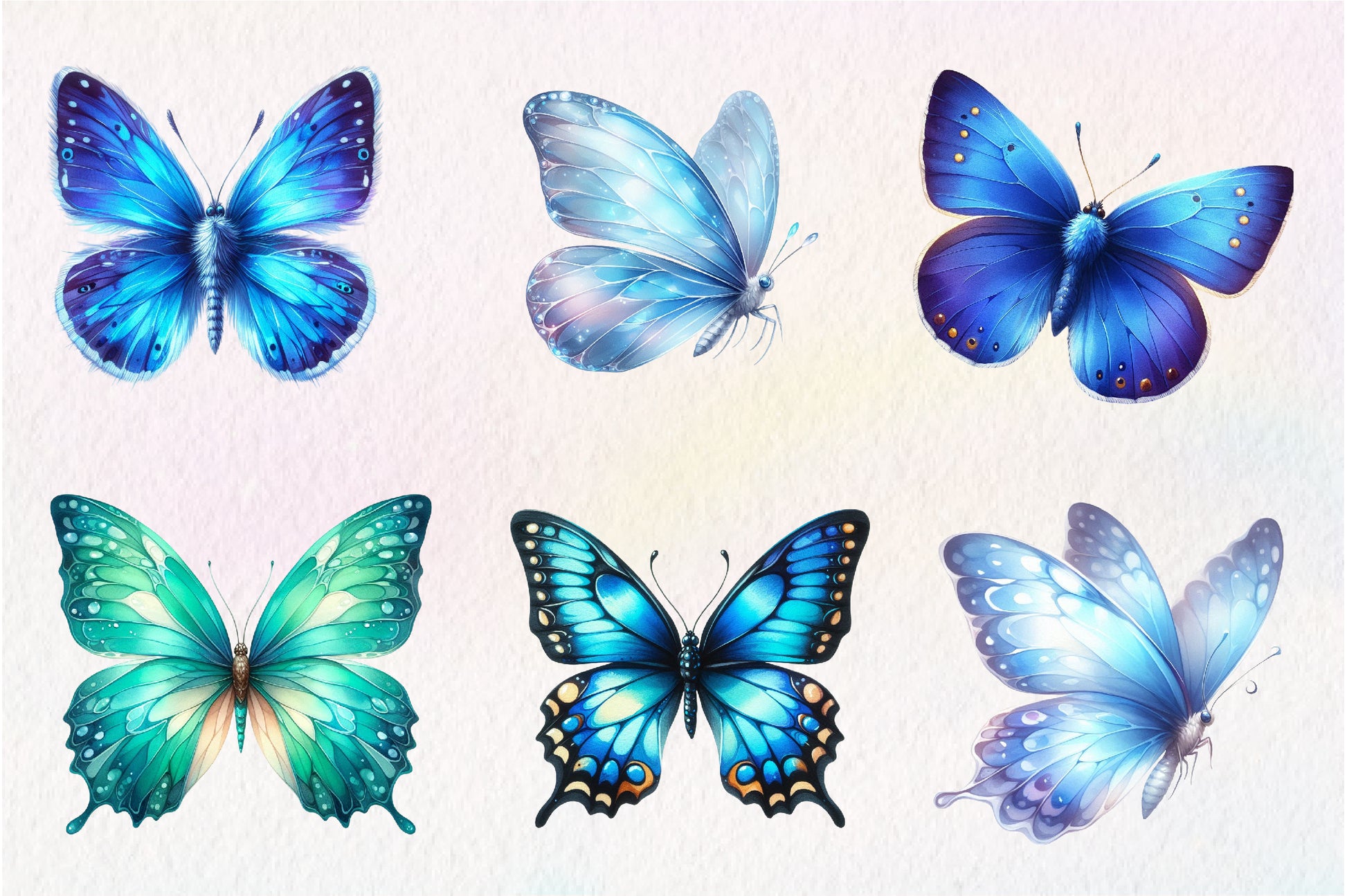Blue Butterflies Clipart Bundle - CraftNest - Digital Crafting and Art