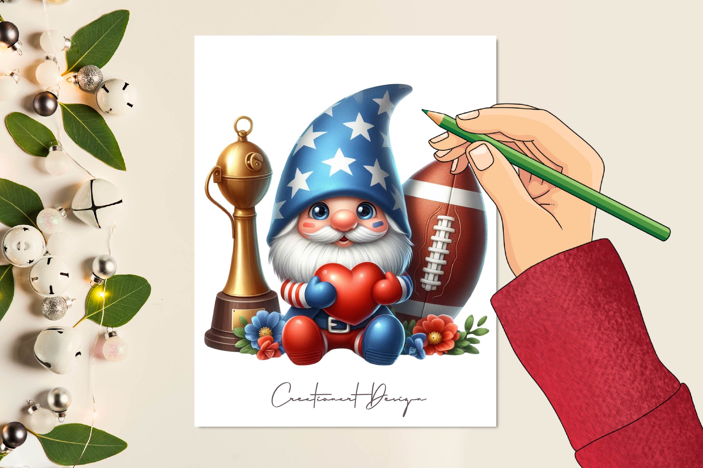 Adorable American Football Gnomes Clipart Bundle - CraftNest - Digital Crafting and Art