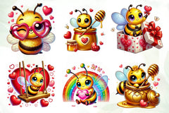Peeking Valentine Bee Clipart Bundle - CraftNest - Digital Crafting and Art