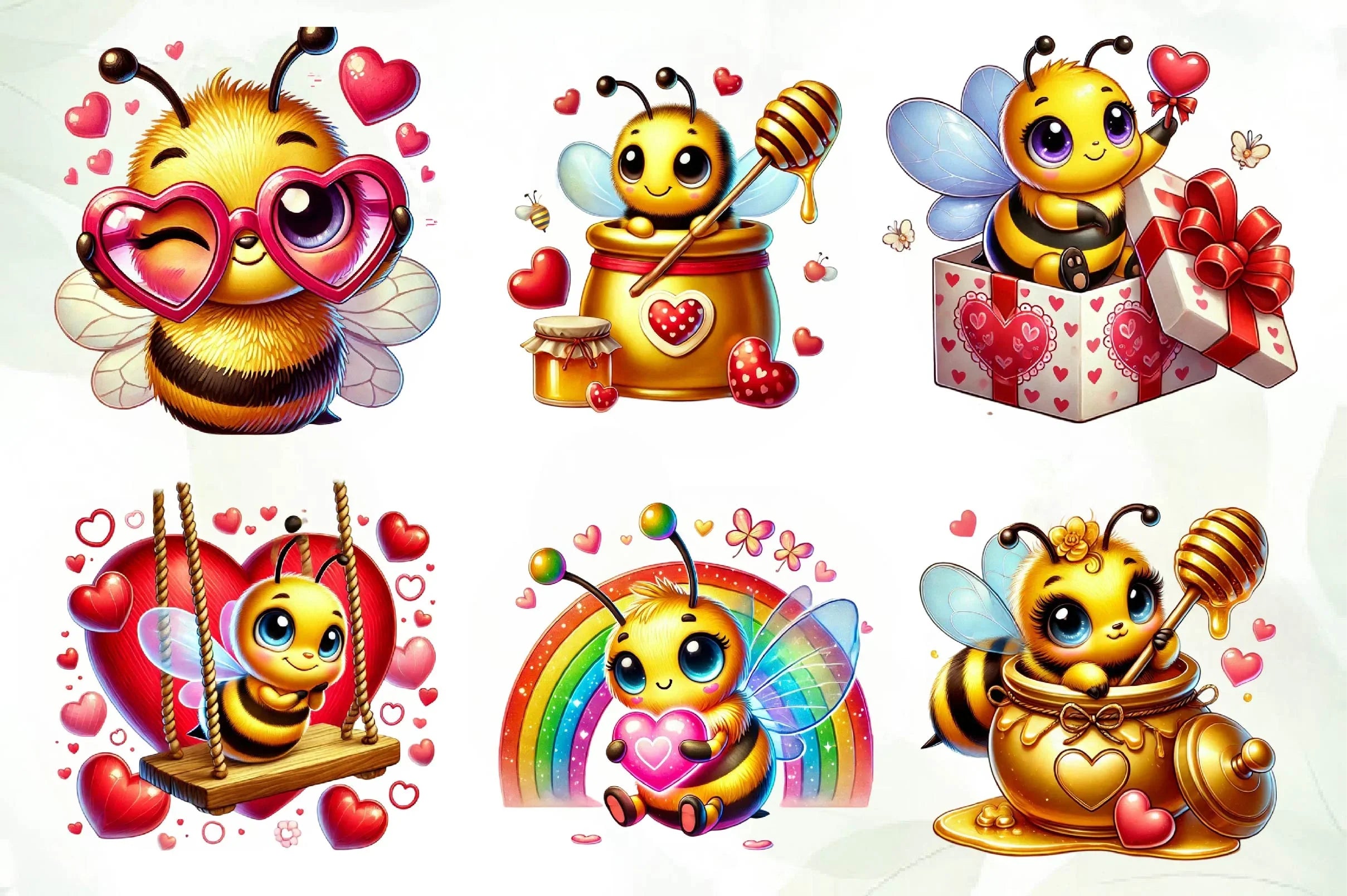 Peeking Valentine Bee Clipart Bundle - CraftNest - Digital Crafting and Art