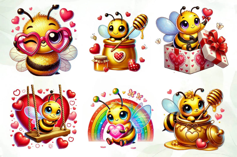 Peeking Valentine Bee Clipart Bundle - CraftNest - Digital Crafting and Art