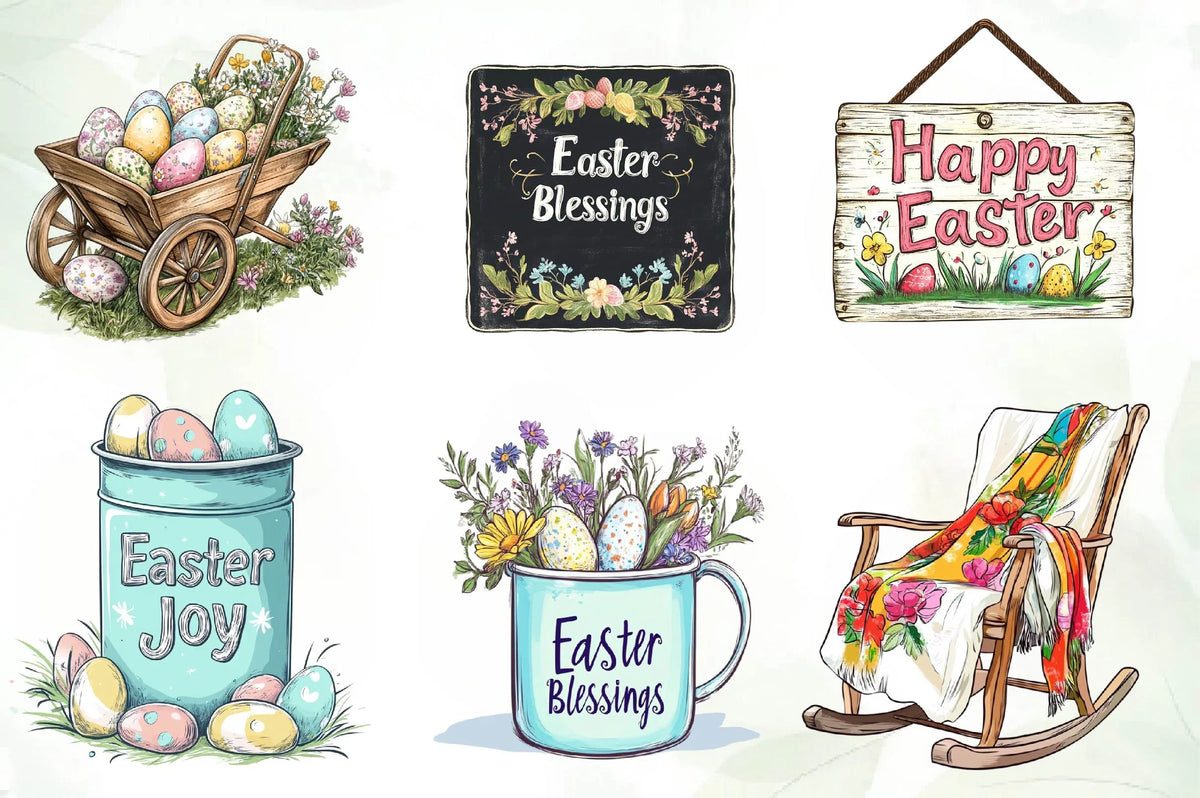 Easter Rustic Printables Rustic Easter Day Clipart Bundle