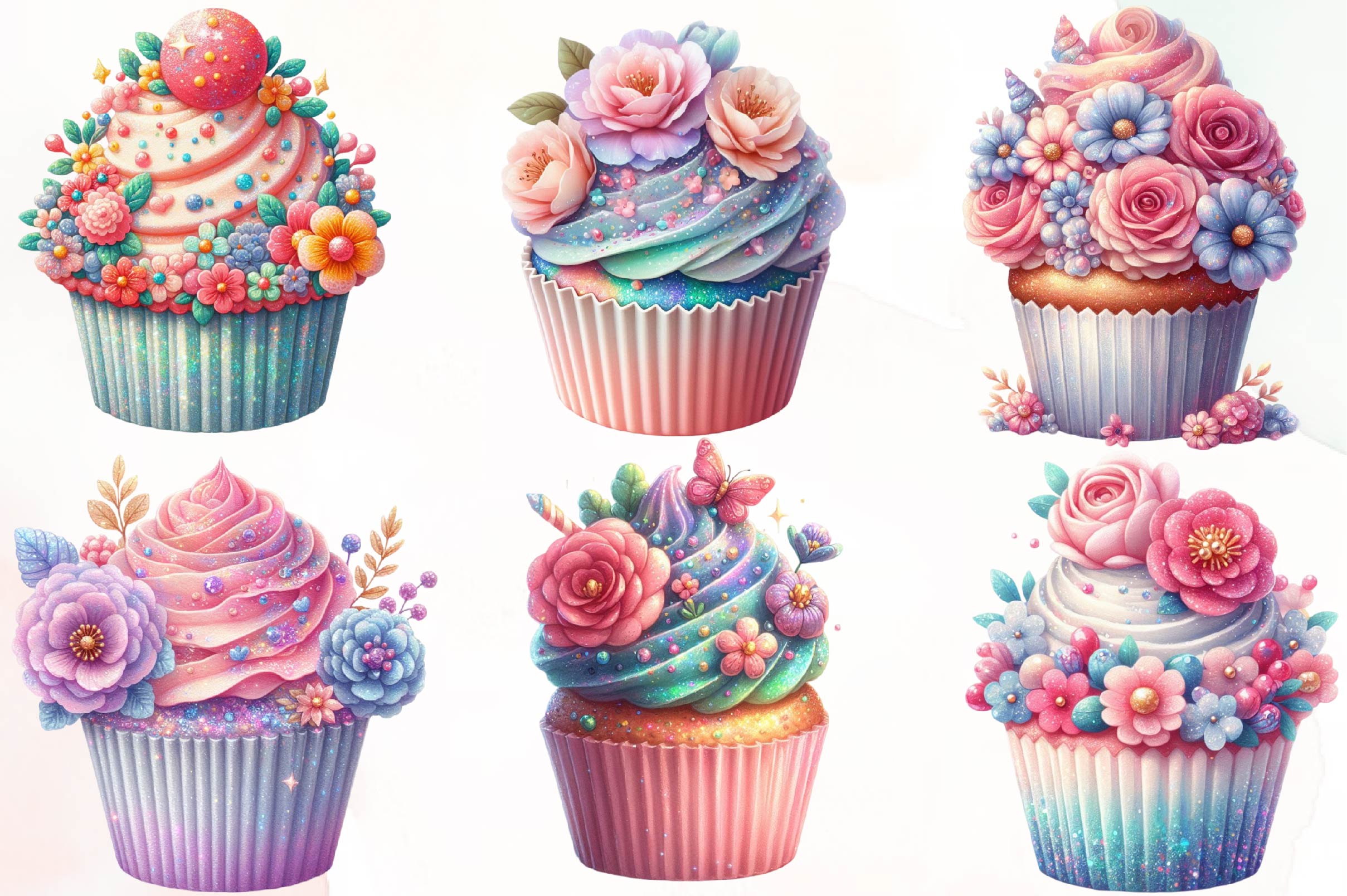 Floral Cupcake Clipart Bundle 1 - CraftNest - Digital Crafting and Art