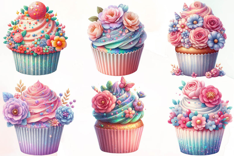 Floral Cupcake Clipart Bundle 1 - CraftNest - Digital Crafting and Art