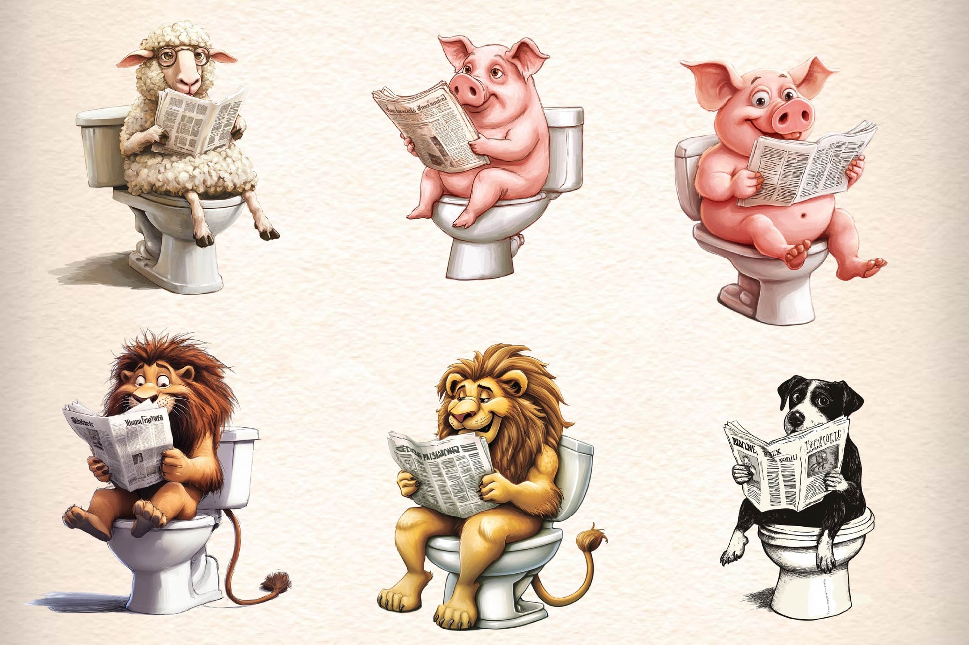 Funny Animal On Toilet Clipart Bundle - CraftNest - Digital Crafting and Art