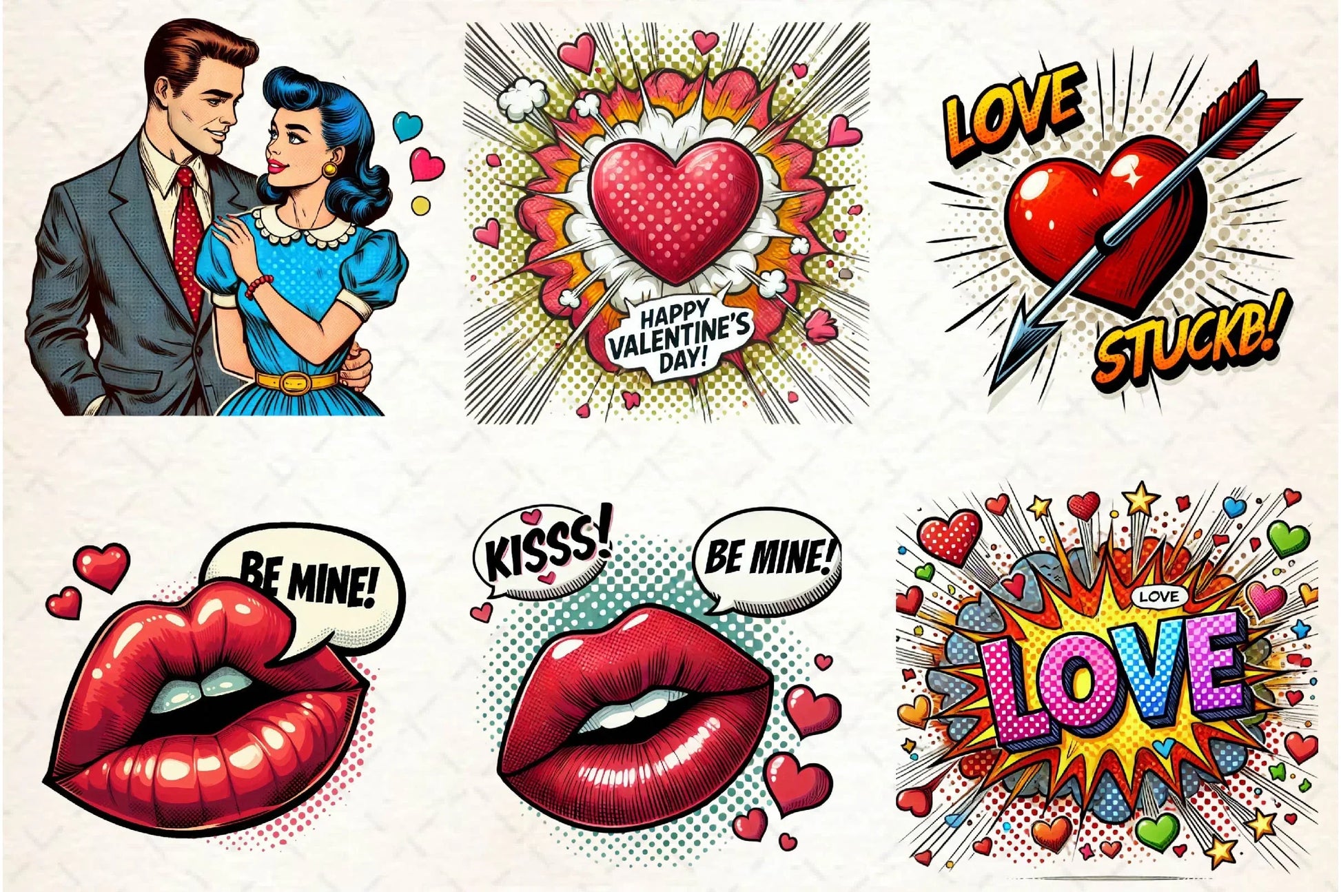 Pop Art Valentines Day Clipart Bundle - CraftNest - Digital Crafting and Art