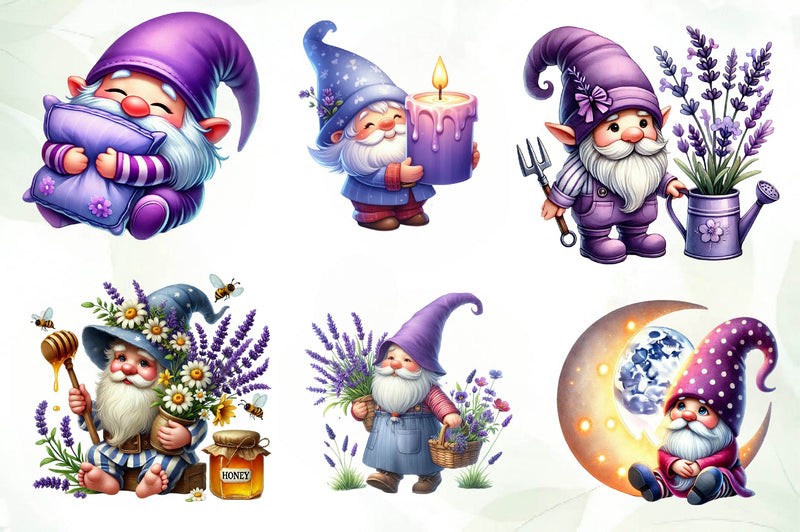 Lavender Purple Gnome Clipart Bundle 1 - CraftNest - Digital Crafting and Art