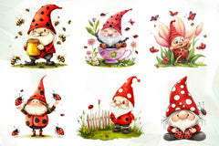 Lady Bug Gnomes Set Clipart Bundle - CraftNest - Digital Crafting and Art