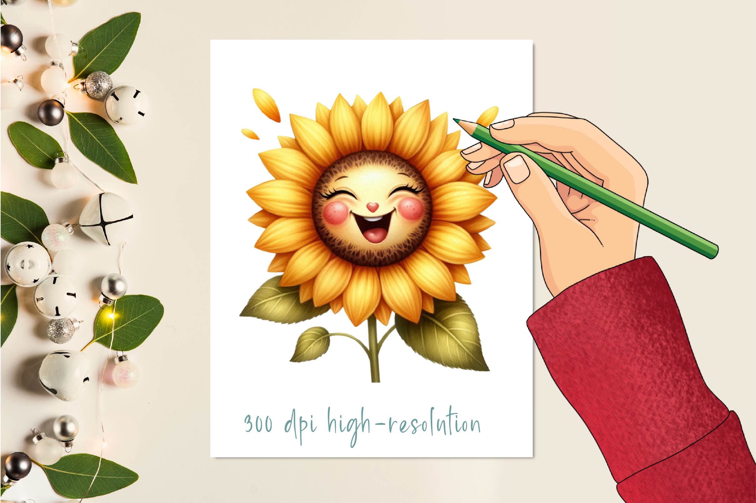 Cute Laughing Sunflower Clipart Bundle - CraftNest - Digital Crafting and Art