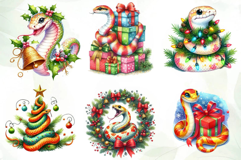 Christmas Snake Clipart Bundle - CraftNest - Digital Crafting and Art