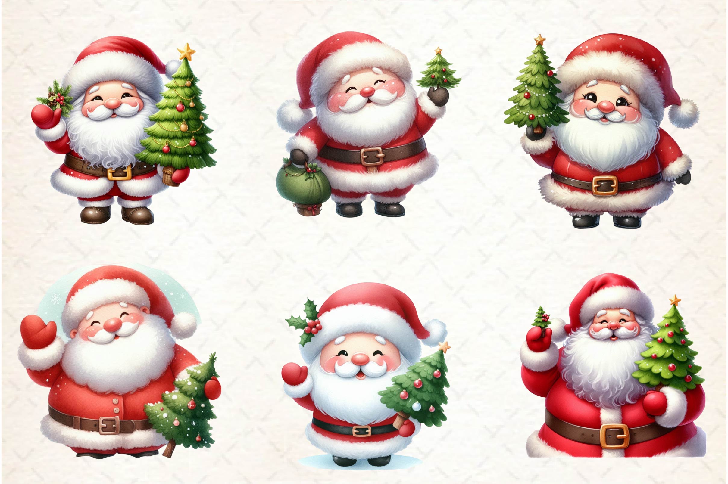 Kawaii Santa Claus Christmas Clipart Bundle - CraftNest - Digital Crafting and Art