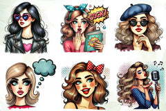 Pop Art Girl Clipart Bundle - CraftNest - Digital Crafting and Art