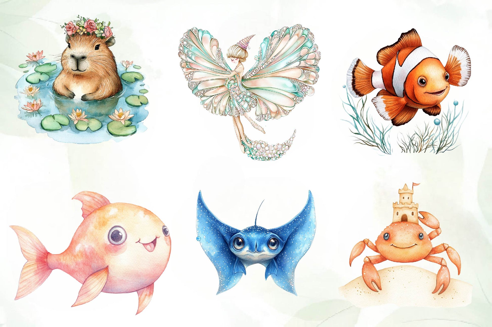 Adorable Sea Creatures Summer Clipart Bundle - CraftNest - Digital Crafting and Art