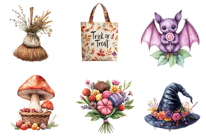 Boho Halloween Trick Or Treat Clipart Bundle - CraftNest - Digital Crafting and Art