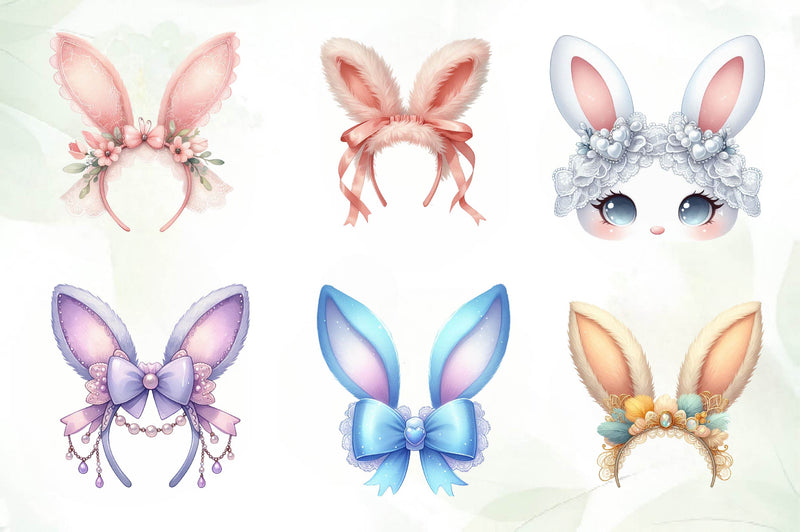 Coquette Bunny Ears Clipart Bundle - CraftNest - Digital Crafting and Art